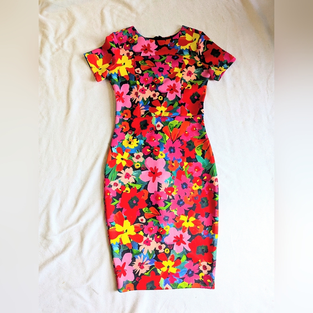 Alexia Admor Vibrant Floral Scuba Sheath Dress Small
